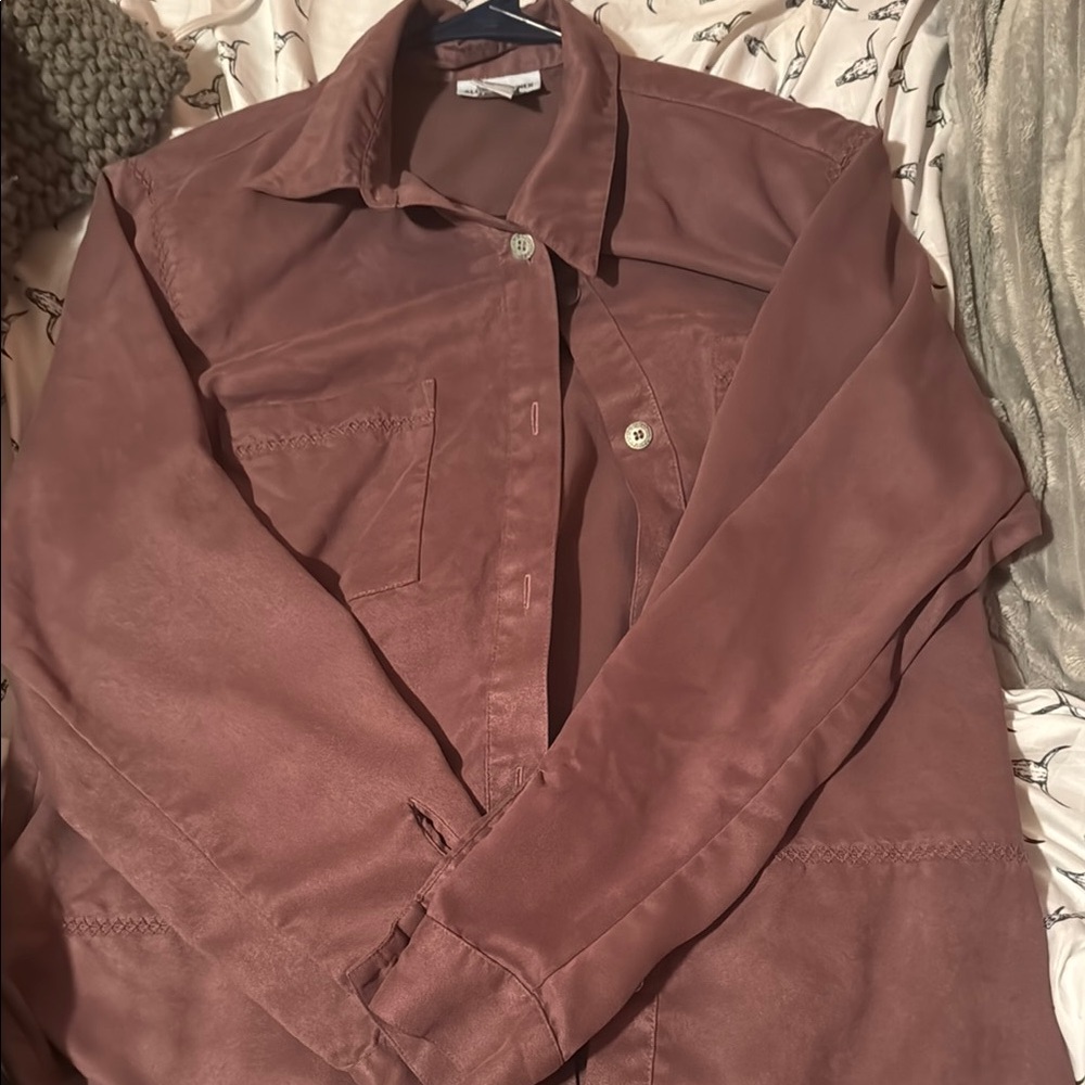 Alfred Dunner Pink Lightweight Shirt Jacket
